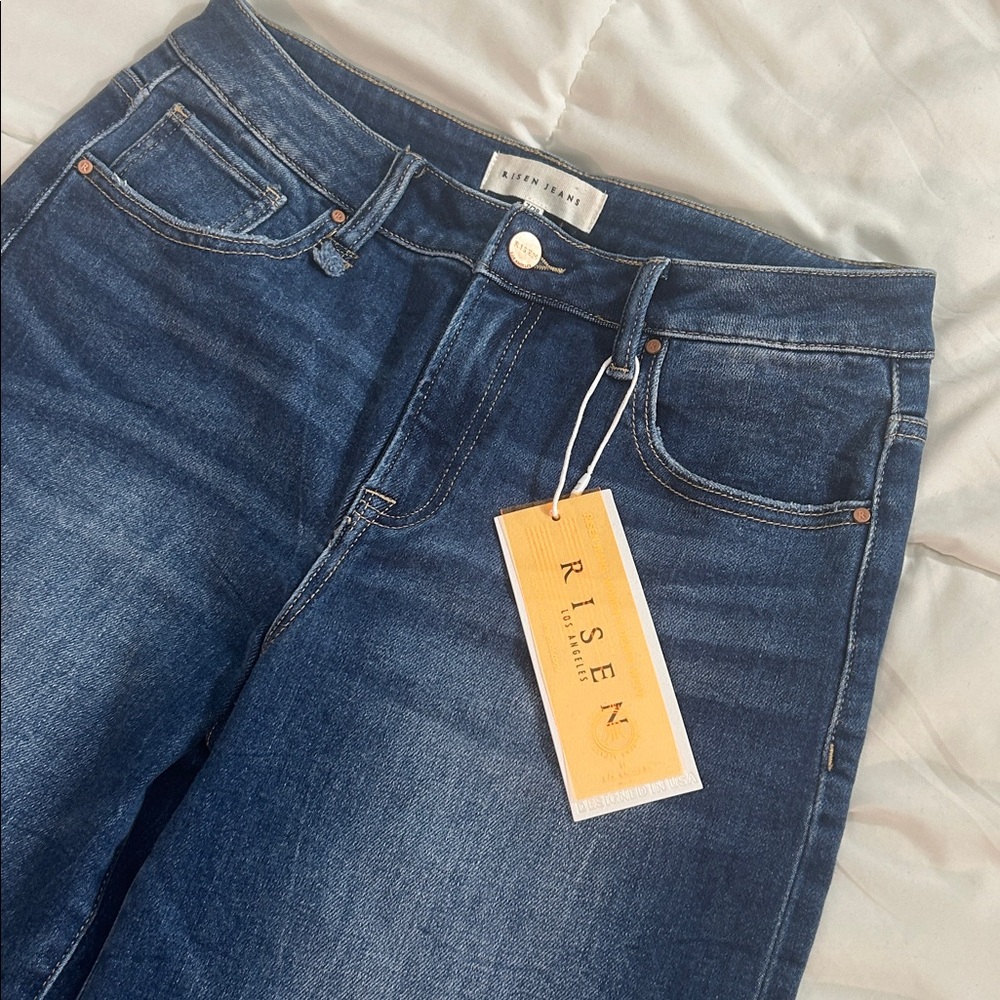 RISEN JEANS High Rise, Wide Leg, Frayed Hem Jeans - Picture 3 of 13